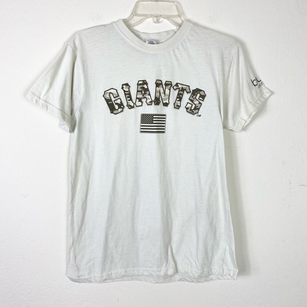 San Francisco Giants & Blue Shield California Offwhite Camo American Flag Tshirt